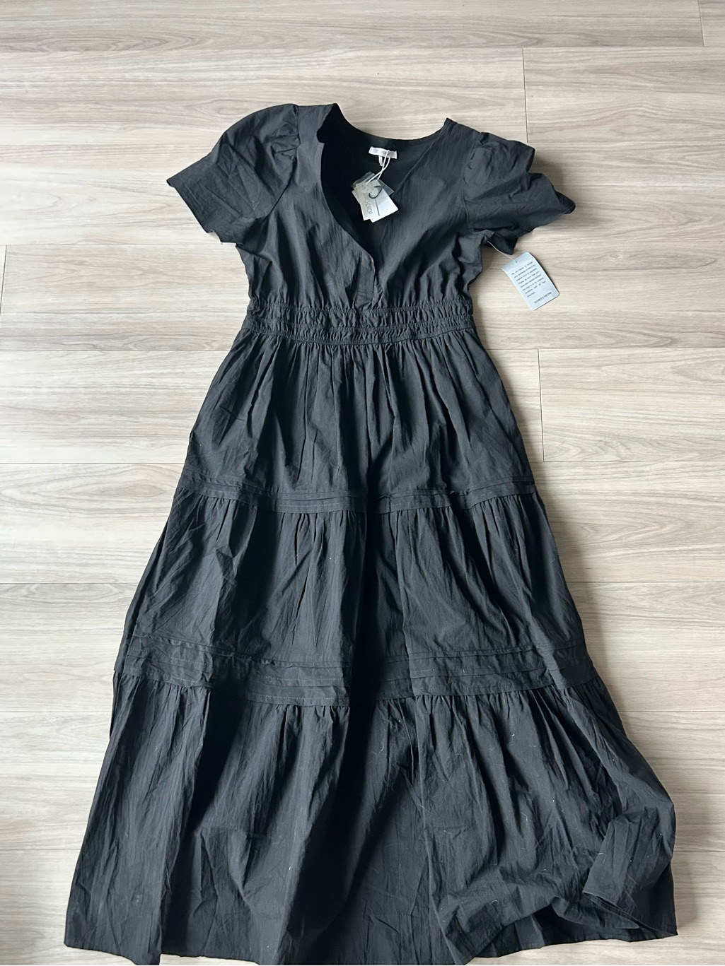 Black Tiered Short-Sleeve Maxi Dress - Nordstrom Stitchdrop